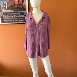 HEATHER PO lilac short button up cardigan sweater